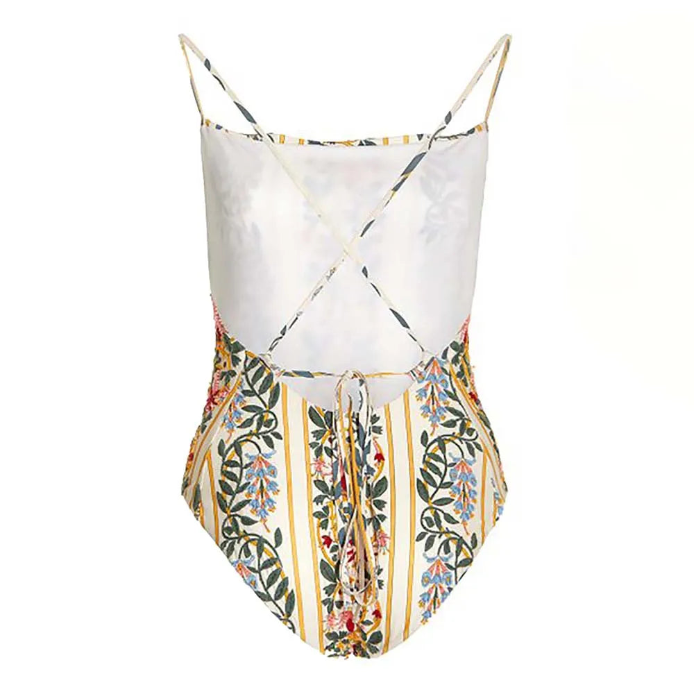 Fashion Floral One Piece Swimsuit Beach Dress Women's Swimwear Trend String Strap Sexy Bikini Women Swimwear High Waist