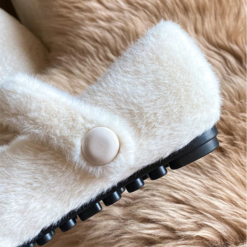 Winter Warm Women’s Plush Flat Shoes Korean style mary jane Ladies casual boat shoes Outdoor work shoes