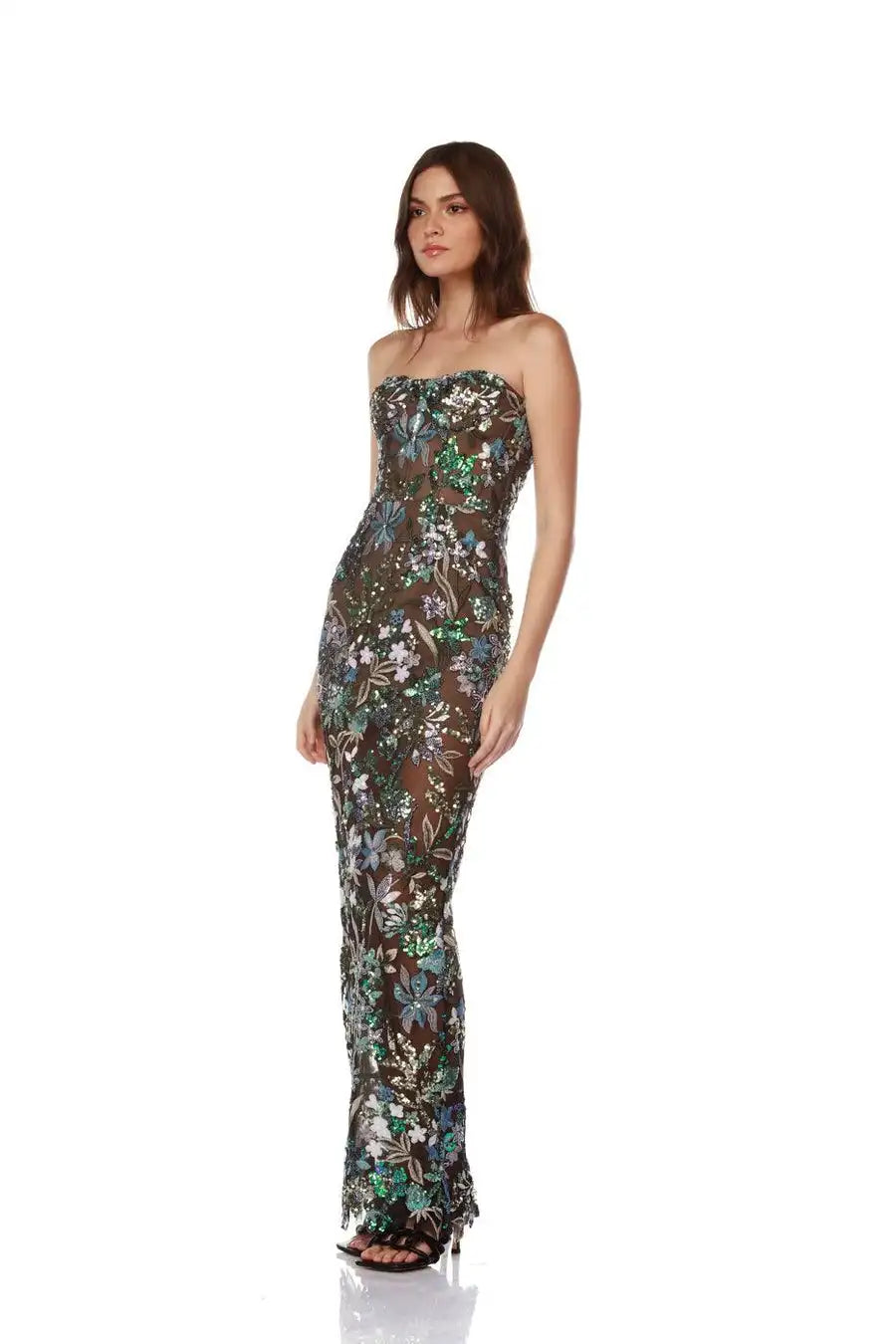 High Quality Women Sexy Strapless Embroidery Bodycon Long Dress Elegant Evening Party Birthday Fashion Celebrate Dress Outfit