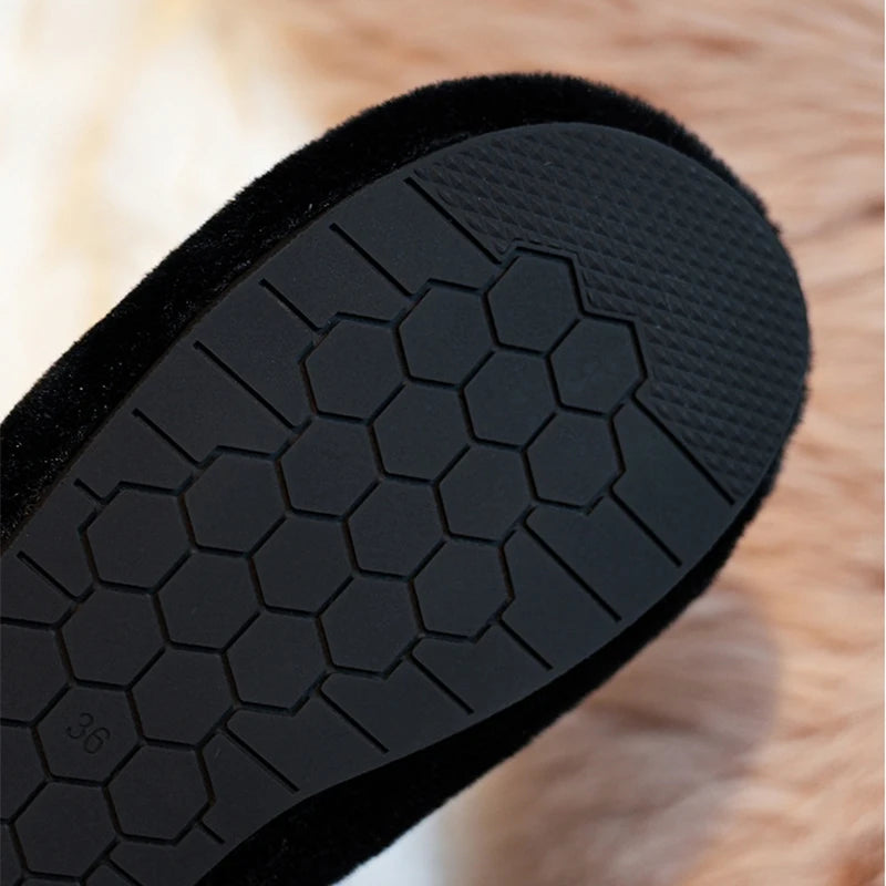 winter women's plush warm shoes Korean style Lace-up loafers party and work wear Ladies' casual flats mary jane boat shoes