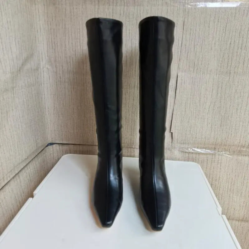 Big Size 34-43 Women's Shoes 2024 Autumn Winter Elastic boots Nubuck Flock Chelsea boots Tip Knee High Knight Long Boots