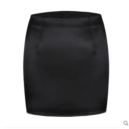 Y2k Satin Silk Skirt Women High Waist Summer Mini Skirt New Skinny Stretchy Sexy Ladies Quality Black Office Pencil Skirts black