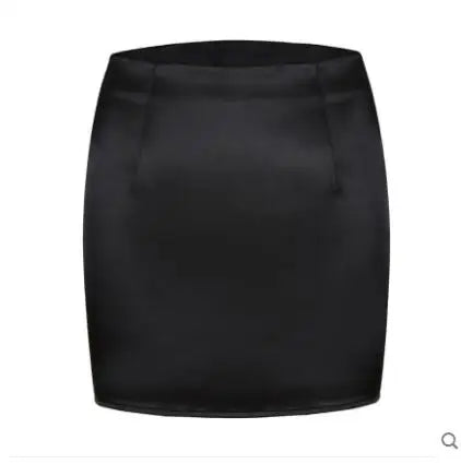Y2k Satin Silk Skirt Women High Waist Summer Mini Skirt New Skinny Stretchy Sexy Ladies Quality Black Office Pencil Skirts black