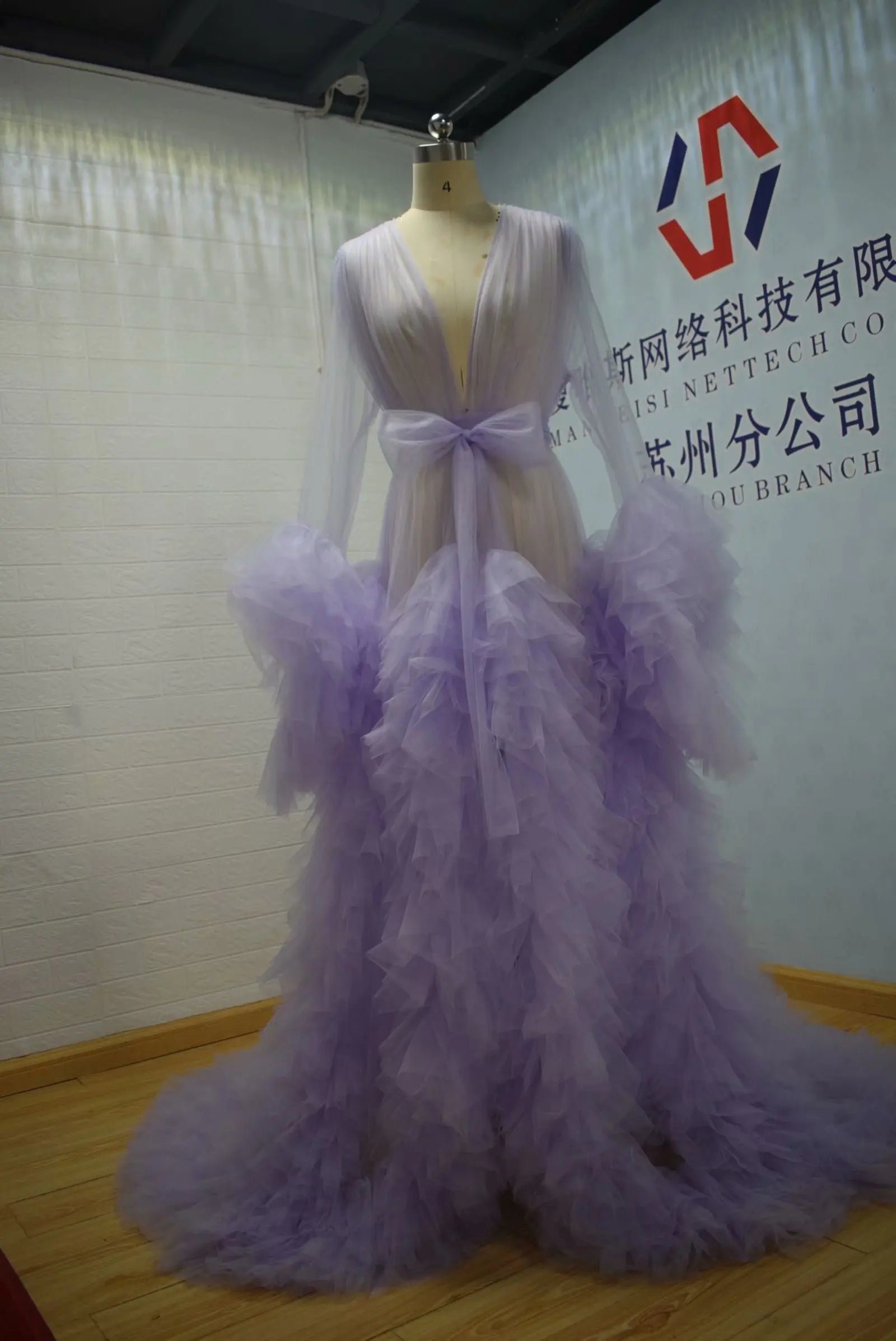 Maternity Robes Wedding Shawl Pregnant Women Sexy Tulle Bathrobe Dresses Photo Shoot Party Fluffy Baby Shower Gowns 04