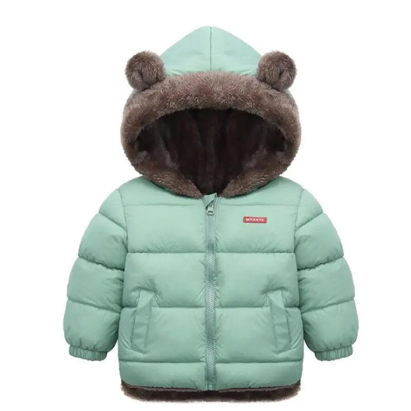 Cashmere Children Coat Autumn Winter Thicken Jacket Boys Girls Solid Color Hooded Jackets Kids Parka Outerwear 2-6 Years