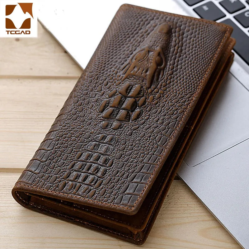 Men's Wallets Alligators carteras Thin mens wallet PU leather clutch made of Crocodile Pattern Long purse portafoglio uomo
