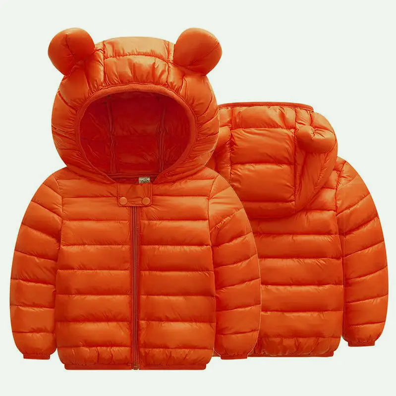 Baby Girls Jacket Spring Autumn Winter Jacket For Girls Coat Kids Warm Hooded Outerwear Children Clothes Infant Girls Coat Orange
