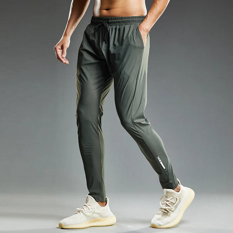 Summer Elastic Men Running Sport Pants Jogging Sweatpants Casual Outdoor Training Gym Fitness Trousers green