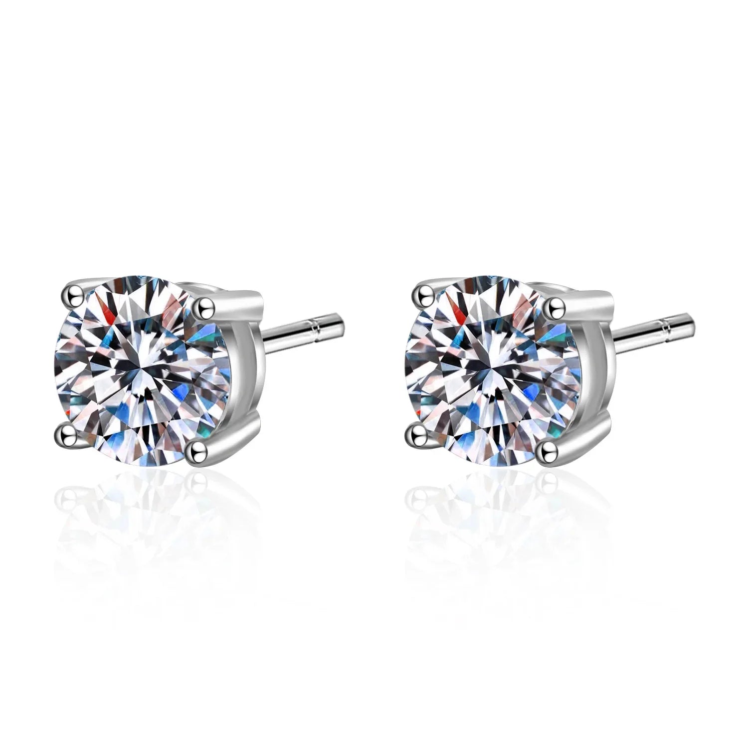 Real Moissanite Stud Earrings 14K White Gold Plated Sterling Silver 4 Prong Diamond Earring for Women Men Ear Stud 1ct 2ct 4ct