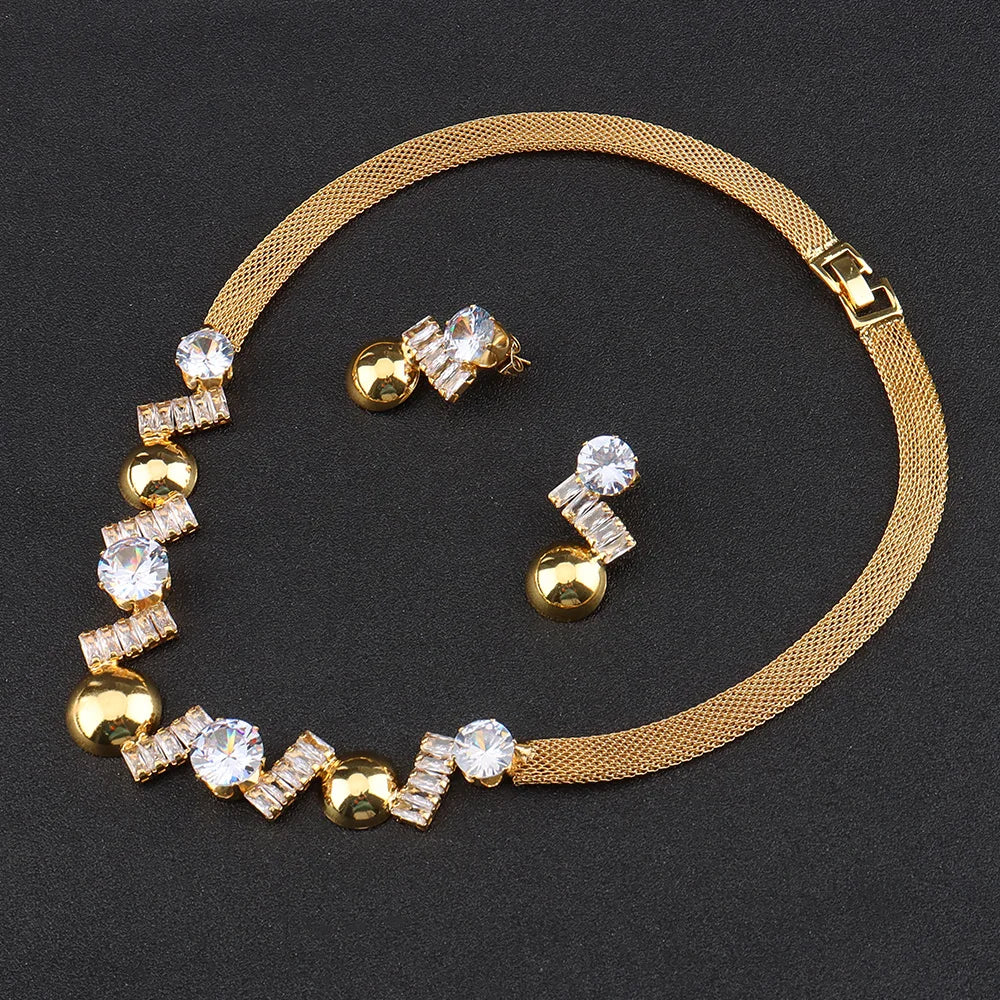 Jewelry For Women Brilliant Cubic Zircon Necklace Earrings Ring and Bracelet Wedding Bridal Jewelry Sets Dress Accessories