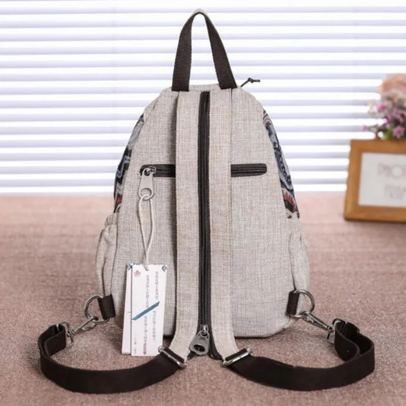 Vintage Cotton Fabric Backpacks for Women Lightweight Leisure Rucksacks Girls Applique Ethnic Travel Bags сумка женская Рюкзаки