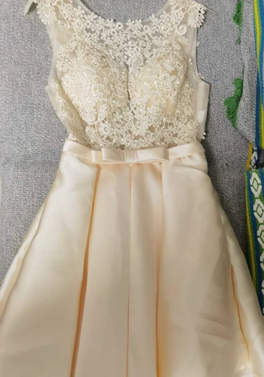 ROBE DE SOIREE SHORT COCKTAIL DRESSES PARTY PLUS SIZE WOMEN LACE GOWN BACKLESS A LINE VESTIDOS ELEGANT Beige