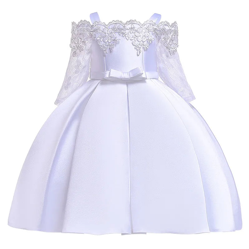 One Shoulder Princess Dress Kids Clothes For Girl Evening Wedding Party Gown Costume Children Clothing 3-10 Years Vestido White