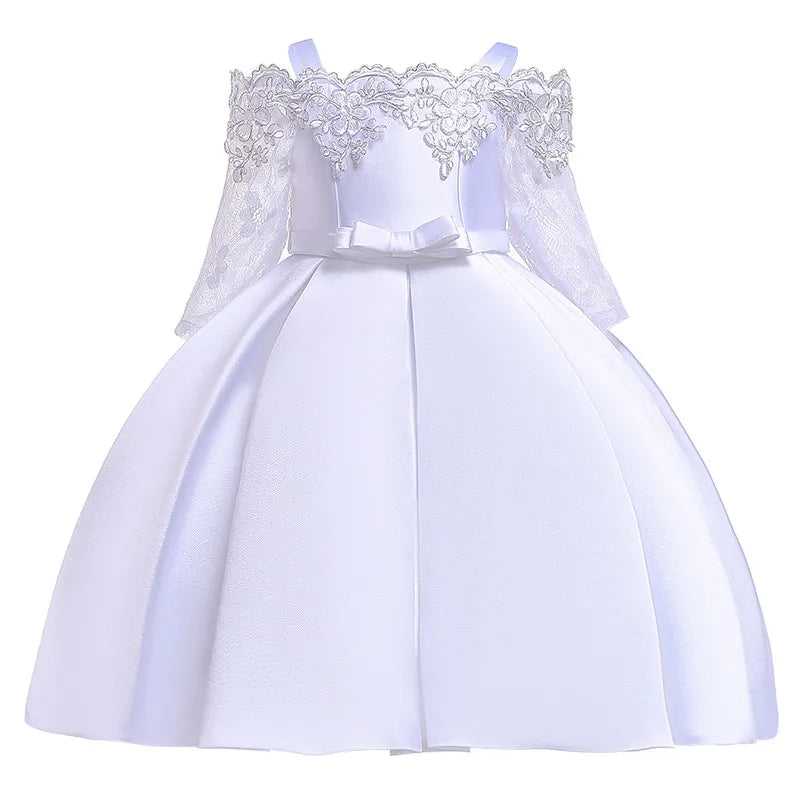 One Shoulder Princess Dress Kids Clothes For Girl Evening Wedding Party Gown Costume Children Clothing 3-10 Years Vestido White