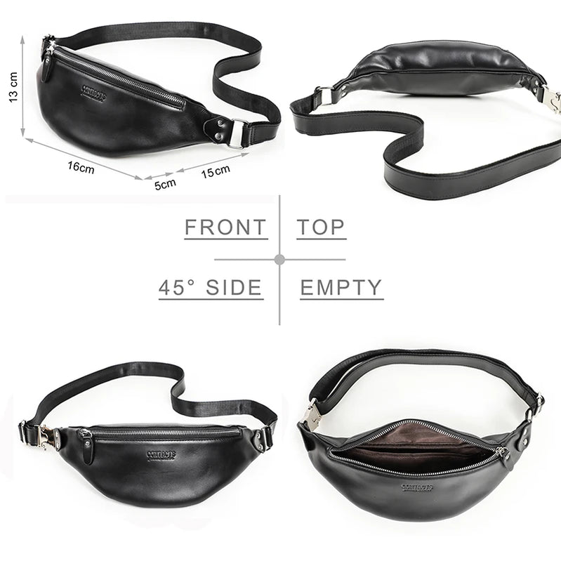 Men Waist Packs Leather Travel Fanny Pack For Male Multifunctional Waist Bag 6.7" phone Belt Bag Chest Bag