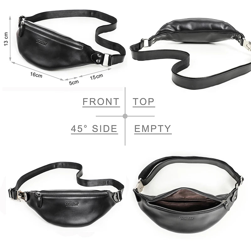 Men Waist Packs Leather Travel Fanny Pack For Male Multifunctional Waist Bag 6.7" phone Belt Bag Chest Bag