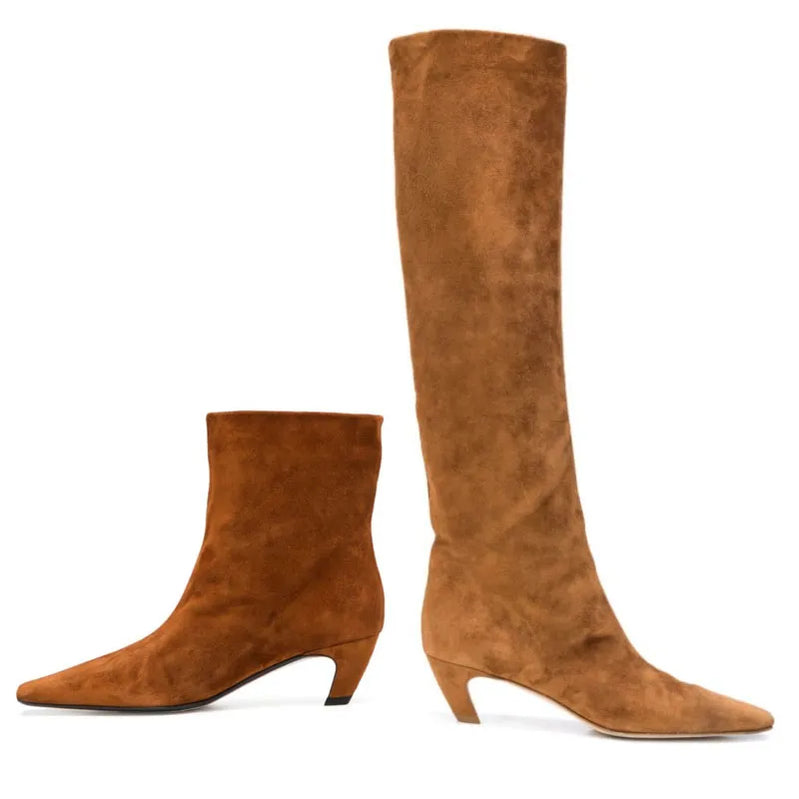 Gran tamaño 34-43 zapatos para mujeres 2024 botas elásticas de invierno de otoño nubuck boots chelsea punta rodilla alto caballero largo botas largas