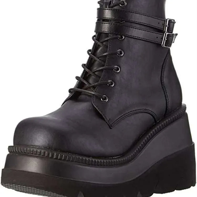 Platform Shoes Slanted Heel Colorful Hight-Top Buckle Casual Women's Shoes plus Size Women's Boots zapatos de mujer