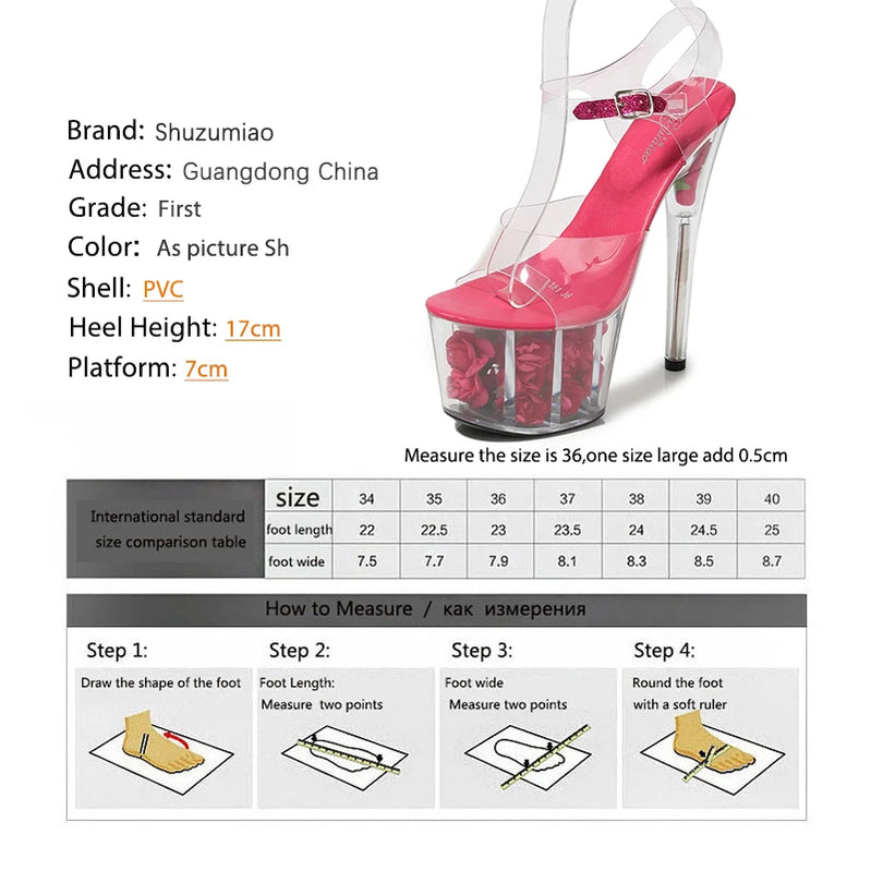 Shuzumiao Wedding Shoes Bride High Heels 17 High Heels 7cm Platfrom Women Platform Sandals Transparent Crystal Female Shoes