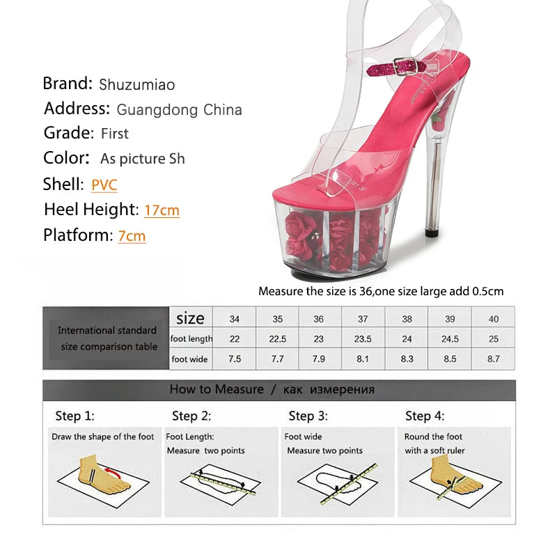 Shuzumiao Wedding Shoes Bride High Heels 17 High Heels 7cm Platfrom Women Platform Sandals Transparent Crystal Female Shoes