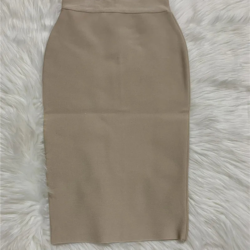 Women Rayon Bandgae Skirt Elegant Pencil Skirt Celebrity Sexy Club Party Wear Vintage Vestios