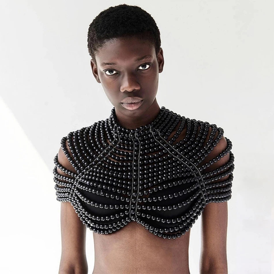 UpAvonu  Shawl Top Women 2025 New Fashion Women Round Neck Cloak Sleeve Pearl Shawl Top Women Elegant Shawl Top Women