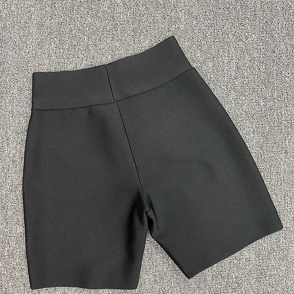 Calças de bandagem de rayon elásticas cinza preto e branco de celebridades de alta qualidade, shorts esportivos justos da moda