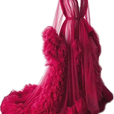 Maternity Robes Wedding Shawl Pregnant Women Sexy Tulle Bathrobe Dresses Photo Shoot Party Fluffy Baby Shower Gowns 09