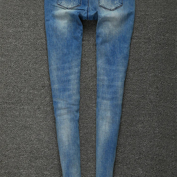 Bling Rhinestone Skinny Jeans Women Pencil Stretch Pants Luxury Diamond Handmade Beaded Elastic Denim Jeans Top Fashion