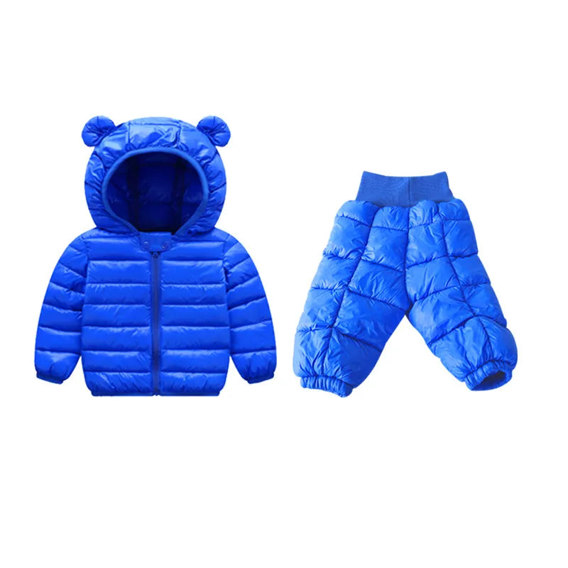 Children Clothing Sets Winter Baby Boy Warm Hooded Down Jackets Overalls Clothing Sets Baby Girls Boys Snowsuit Coats Ski Suit as the picture 14