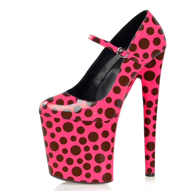 Color Shallow Round toe Women's Pumps Party Props Sexy Fetish 20CM Super High heeled shoes Platform 8 inches Pumps 3