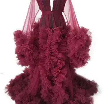 Maternity Robes Wedding Shawl Pregnant Women Sexy Tulle Bathrobe Dresses Photo Shoot Party Fluffy Baby Shower Gowns 08