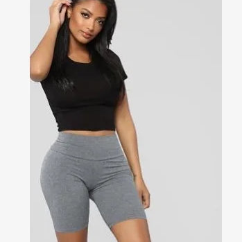 Calças de bandagem de rayon elásticas cinza preto e branco de celebridades de alta qualidade, shorts esportivos justos da moda