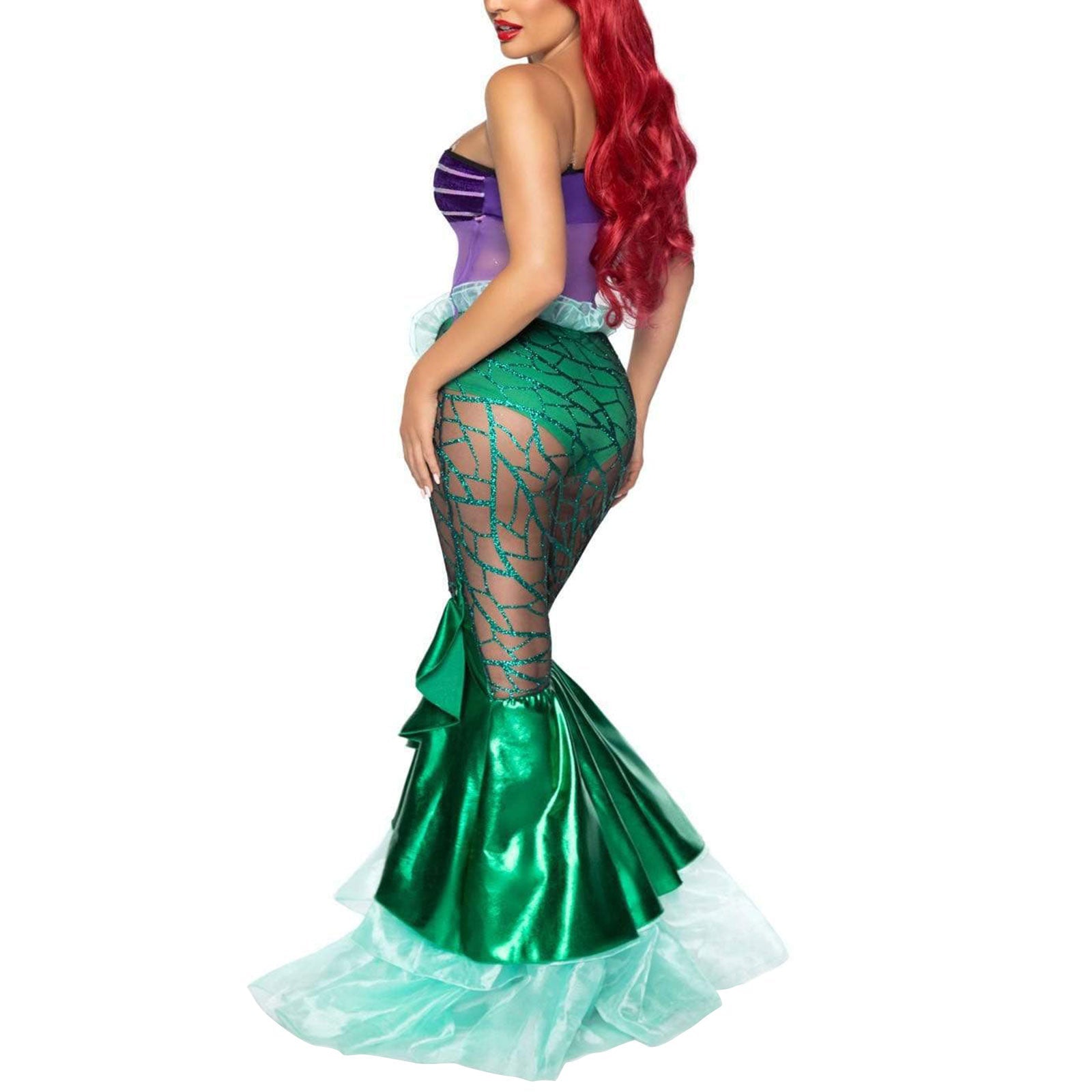 Women Mermaid Princess Carnival Halloween Costumes Ruffle Sequins Long Tail Fancy Clothing Sexy Cosplay Party Deluxe Vestidos