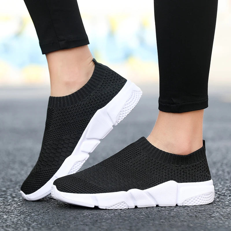 Women Boots Long Tube Socks Shoes Female Fashion Sexy Shoes for Women Over the Knee Boots For Women Sneakers BlackWhite