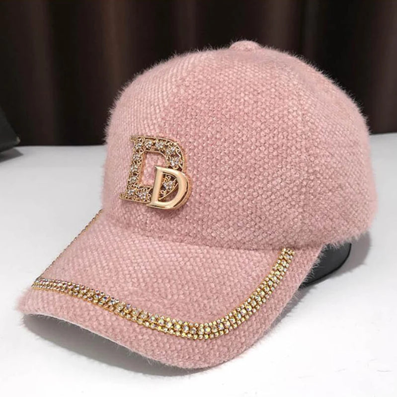 DYLAOPAN2021 Letter D Baseball Cap Women rhinestone trend cotton bling Cap snapback hip hop cap UV protection Hat Women's Cap Pink 55-60cm >8Y