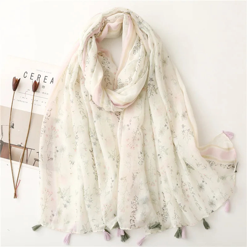 2023 Fashion Paisley Abstract Floral Tassel Viscose Shawl Scarf Lady High Quality Wrap Thin Pashmina Stole Muslim Hijab 180*90Cm 54