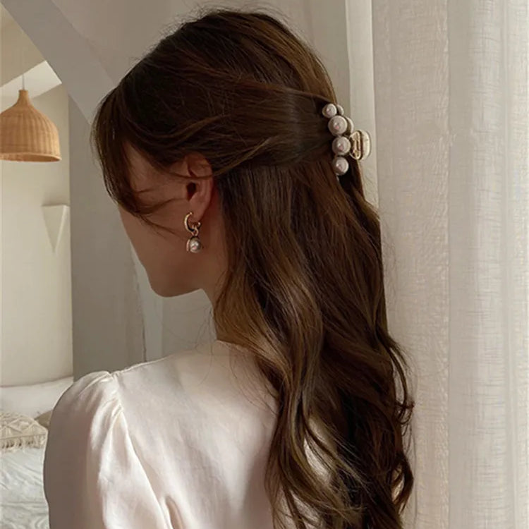 Kshmir New style exaggerated large beads acrylic hair clip large make-up hair styling hairpin female hair pearl hair accessories