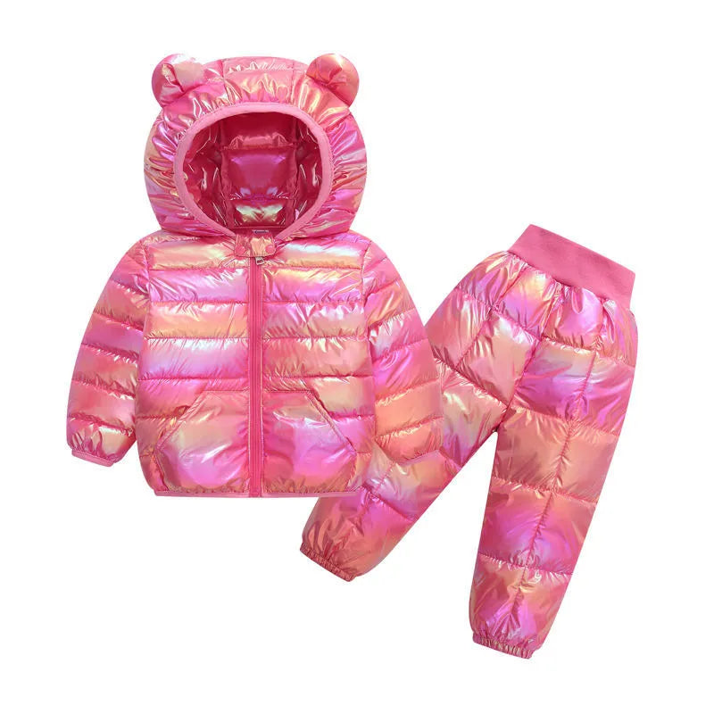 Children Clothing Sets Winter Baby Boy Warm Hooded Down Jackets Overalls Clothing Sets Baby Girls Boys Snowsuit Coats Ski Suit as the picture 17