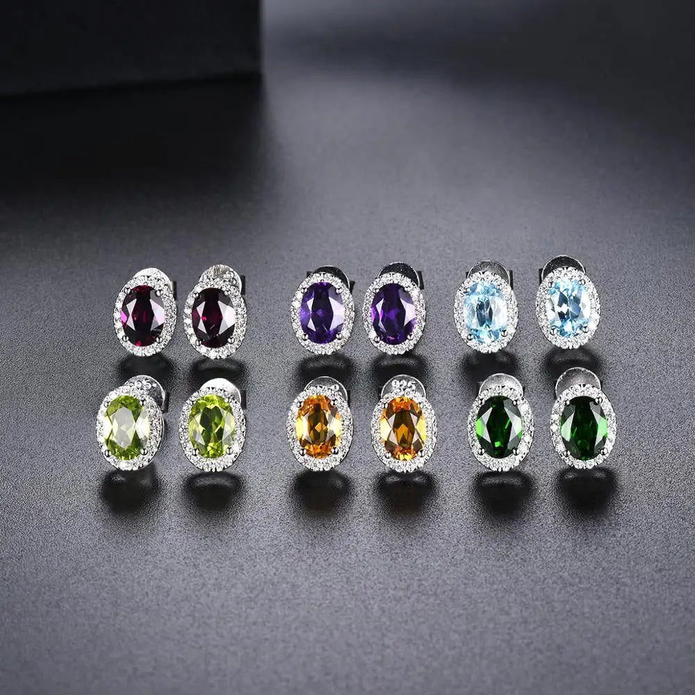 Hutang 2.06ct Genuine Rhodolite Garnet 925 Silver Stud Earrings Solid 925 Sterling Silver Fine Elegant Jewelry for Women