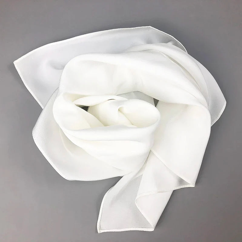 2020 New Women Silk Scarf Square Neck Shawls Lady White Solid Bandana Hair Band Kerchief for DIY Painting