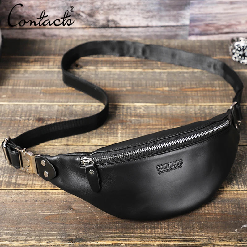 Men Waist Packs Leather Travel Fanny Pack For Male Multifunctional Waist Bag 6.7" phone Belt Bag Chest Bag