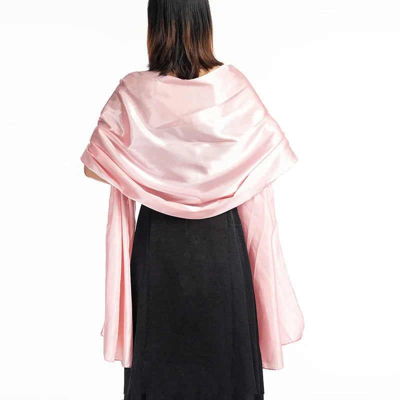 19 Colors New Arrival Women Evening Wraps Shawls 240*70cm Satin Long Formal Wedding Party Ladies Bolero 2 Size Can Choose pink