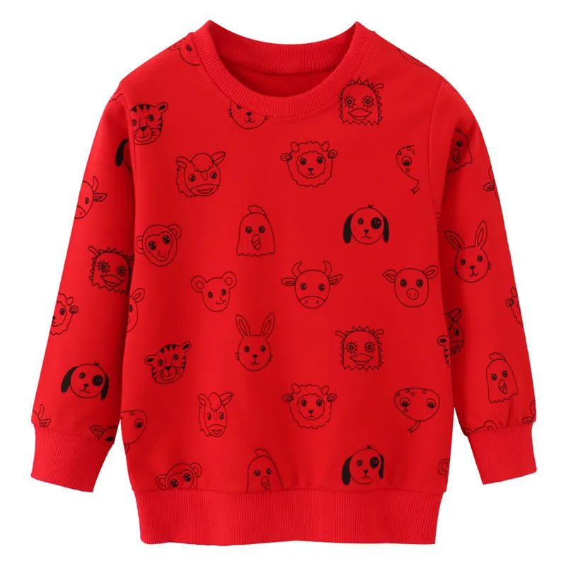 Apples Print Girls Sweatshirts Hot Selling Children's Clothes Long Sleeve Autumn Shirts