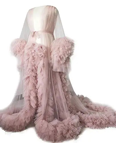 Maternity Robes Wedding Shawl Pregnant Women Sexy Tulle Bathrobe Dresses Photo Shoot Party Fluffy Baby Shower Gowns 11