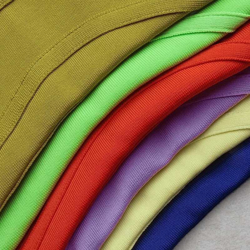 Pink Yellow Knee Length Rayon Bandage Dress Evening Party Elegant Dress