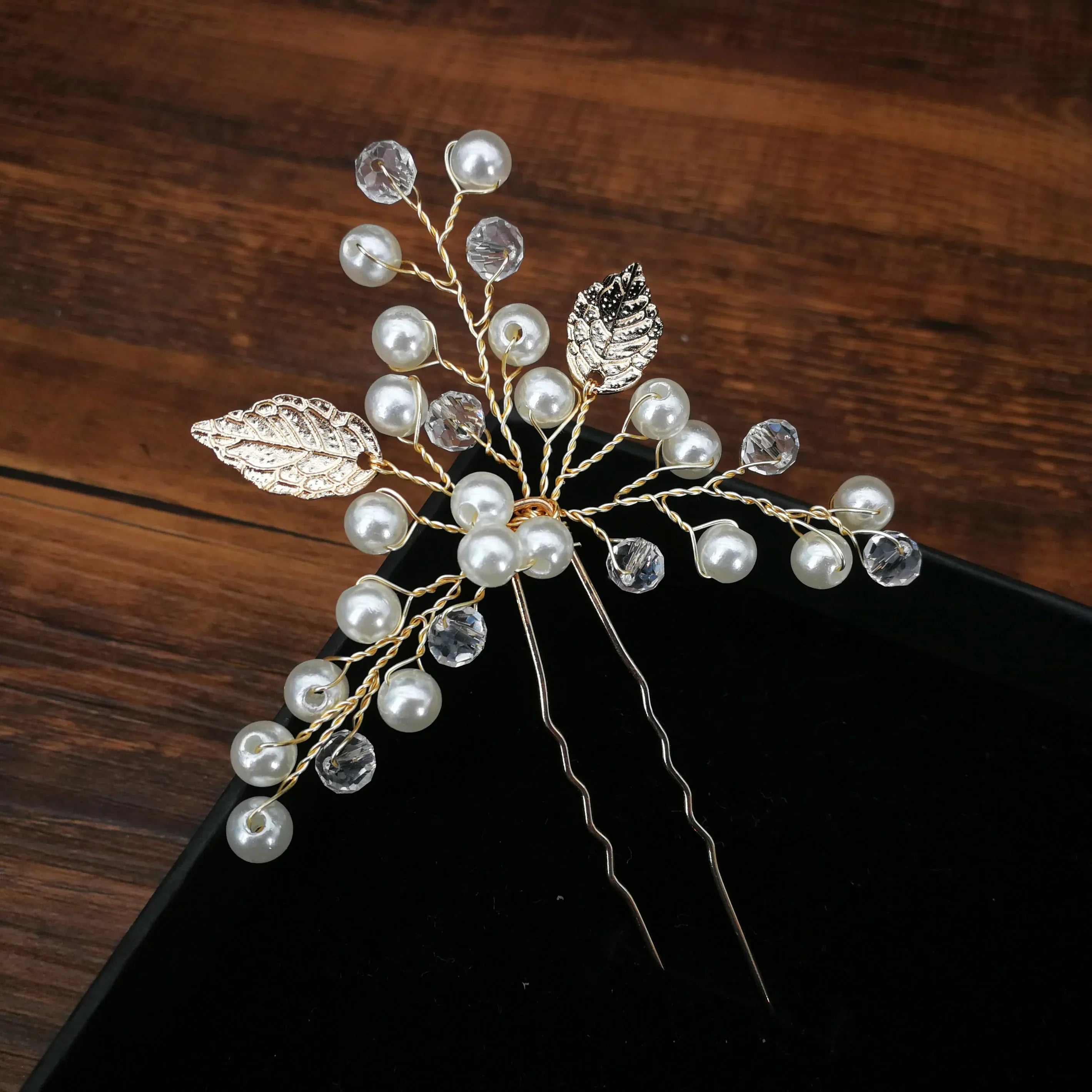 Women U-shaped Pin Metal Barrette Clip Hairpins Simulated Pearl Bridal Tiara Hair Accessories Wedding Hairstyle Design Tools Pearl Pin Gold 1PC
