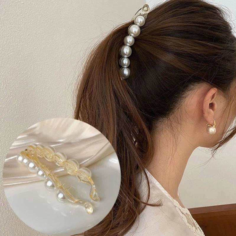 Fashion Pearls Hairpins Hair Clips Jewelry Banana Clips Headwear Women Hairgrips Girl Ponytail Barrettes Hair Pins Accessorie