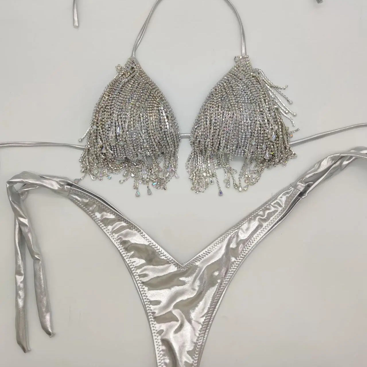 Crystal bikini diamond swimwear biquini diamond bikini beachwear popular swim suit rhinestone swimsuits bikini silvery