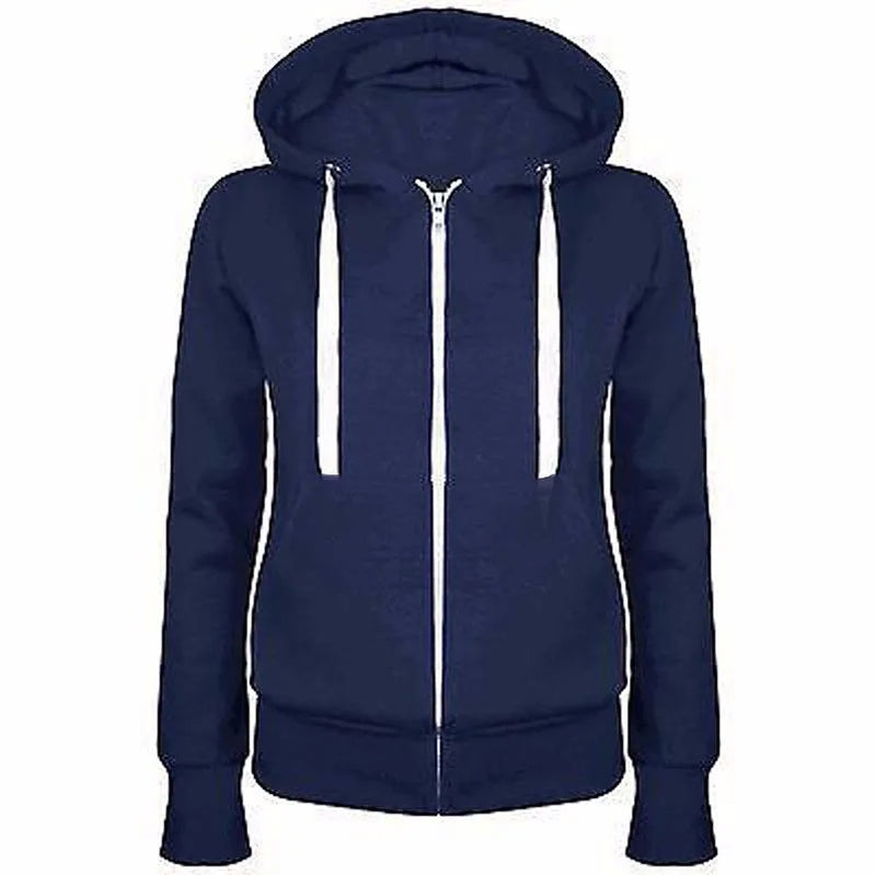 Fashion Trend Zipper Hooded Long-sleeved Plus Cashmere Sweater Coat
